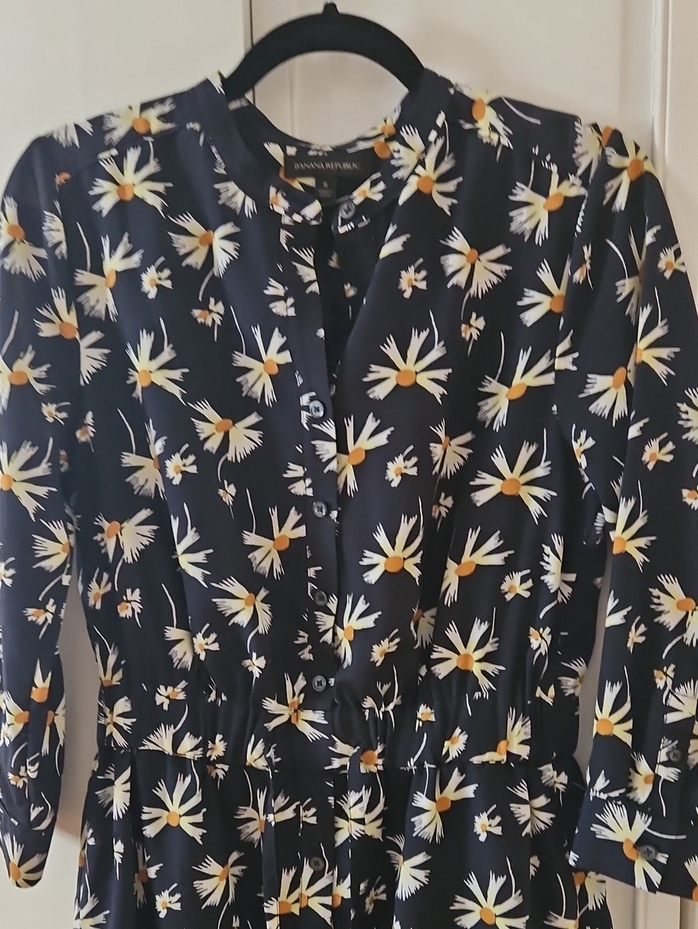 Banana Republic Navy Floral Button-Up Dress